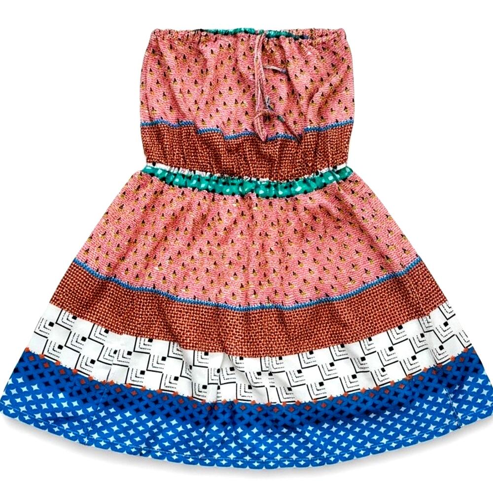 O’Neill strapless dress mini coastal beach Geometric Retro Chic Swim coverup MED